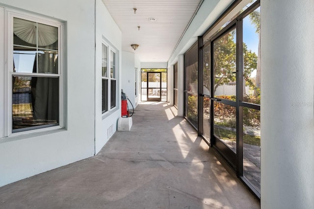 view of unfurnished sunroom