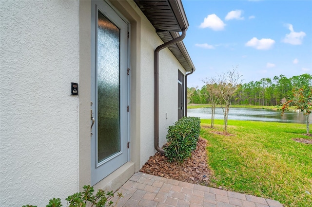 exterior space featuring a water view