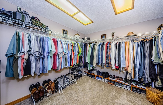 spacious closet featuring carpet floors