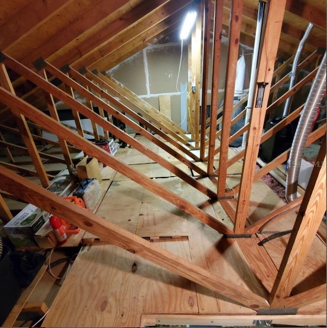 view of unfinished attic