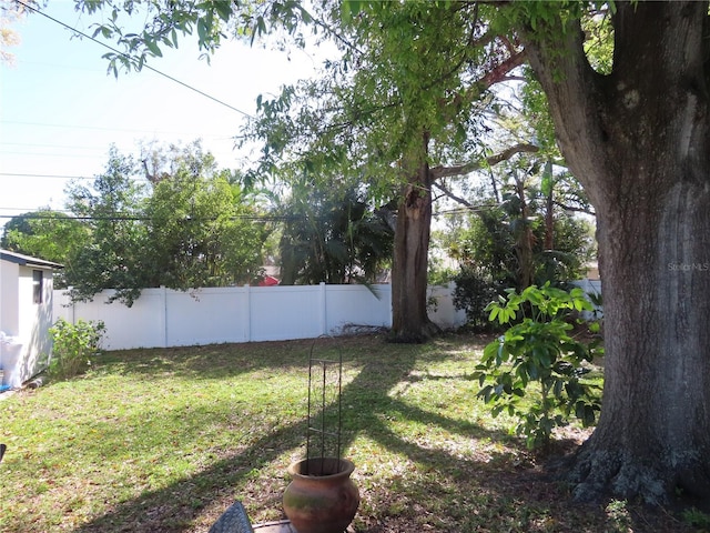 view of yard with a fenced backyard