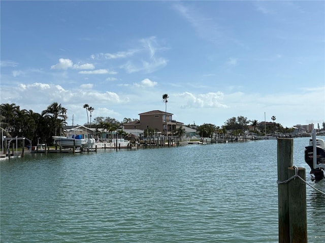 view of water feature featuring a dock