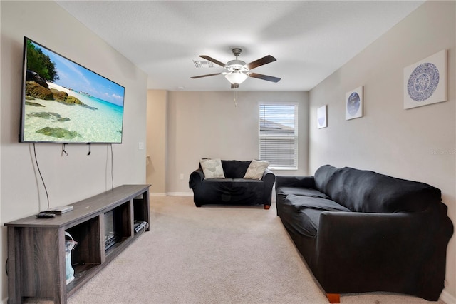 1773 Yellow Trl, Lakeland, FL 33801 - living area featuring carpet flooring, ceiling fan, and baseboards