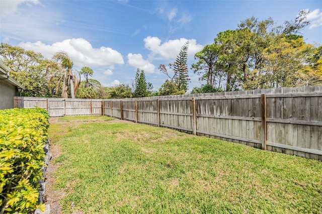 view of yard featuring a fenced backyard