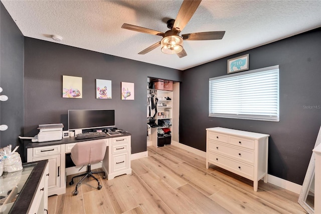 4118 Ramona Dr, Spring Hill, FL 34606 - office space featuring ceiling fan, light wood-style flooring, and a textured ceiling