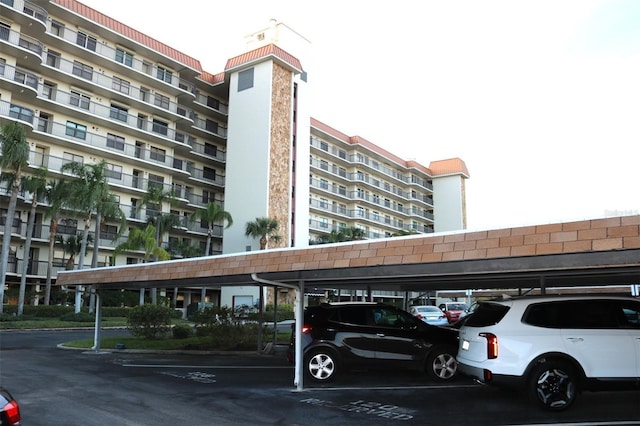 view of covered parking lot