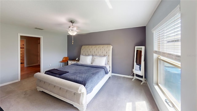 10115 Paradise Fish Dr, Riverview, FL 33578 - carpeted bedroom featuring visible vents, baseboards, and ceiling fan