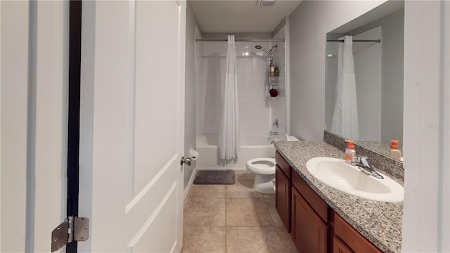 10115 Paradise Fish Dr, Riverview, FL 33578 - bathroom with tile patterned flooring, shower / bath combination with curtain, toilet, and vanity