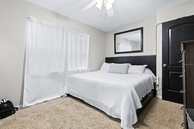 bedroom with carpet flooring and ceiling fan