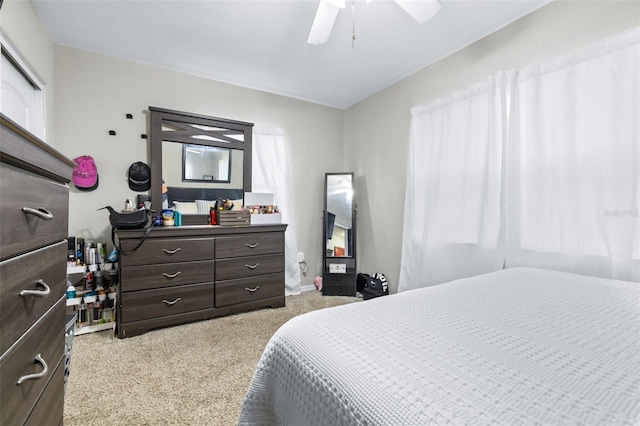 bedroom featuring a ceiling fan and carpet flooring