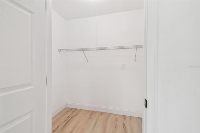 spacious closet featuring light wood-type flooring