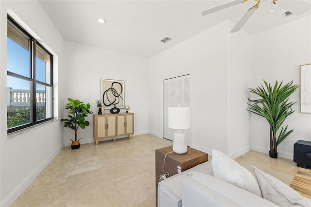 bedroom featuring visible vents, recessed lighting, and baseboards