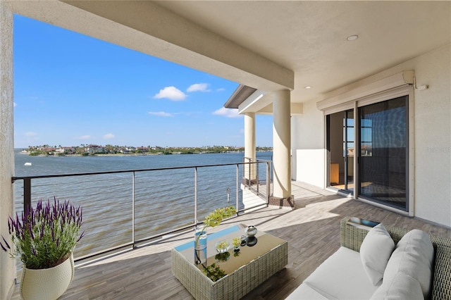 balcony with a water view