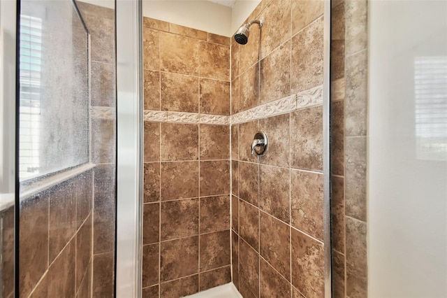 bathroom with a shower stall