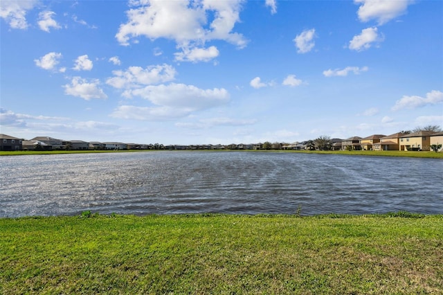 view of water feature with a residential view