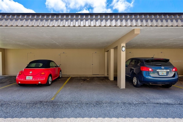 view of covered parking lot