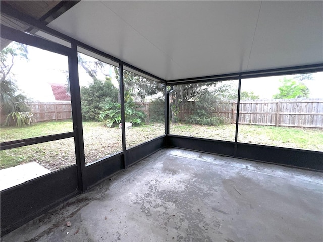 view of unfurnished sunroom