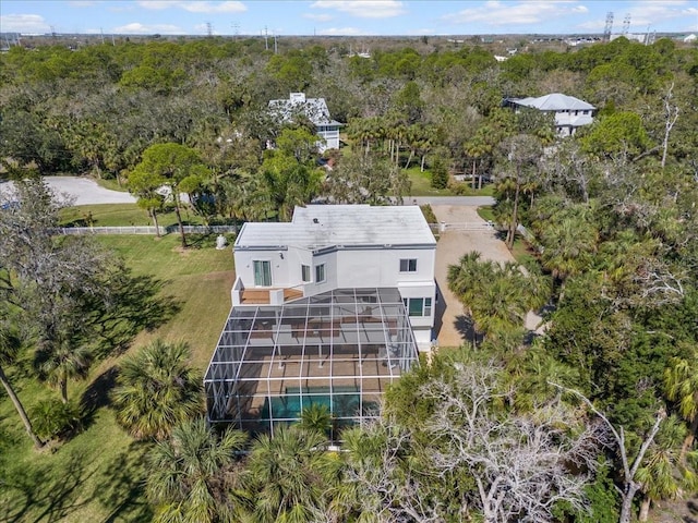 aerial view with a forest view