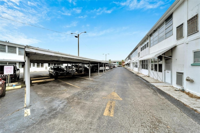 view of covered parking lot