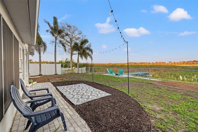 view of yard featuring a fenced backyard and a patio