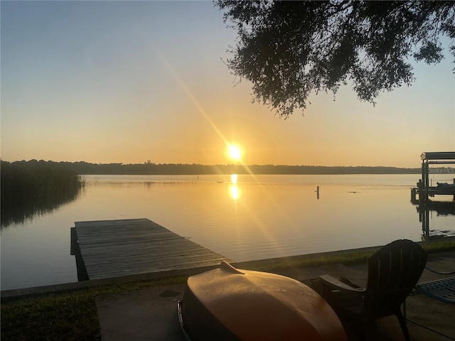 view of dock featuring a water view