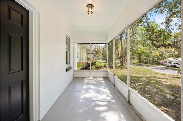 view of unfurnished sunroom