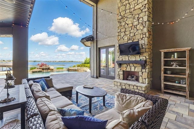 view of patio featuring an outdoor hangout area and french doors