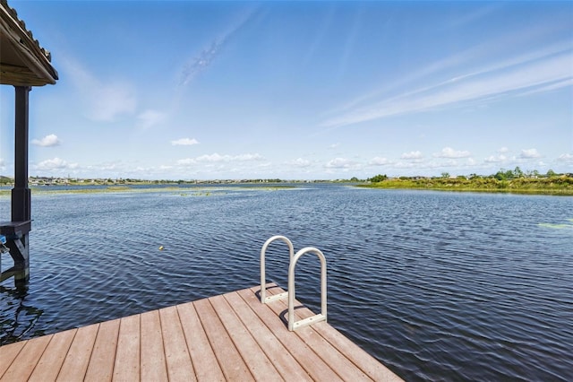 view of dock featuring a water view