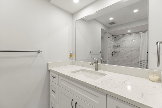19029 US Highway 19 N Unit 7-9, Clearwater, FL 33764 - full bath with curtained shower, vanity, visible vents, and recessed lighting