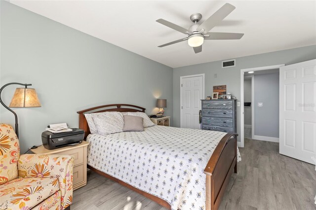 19029 US Highway 19 N Unit 7-9, Clearwater, FL 33764 - bedroom featuring ceiling fan, light wood-type flooring, visible vents, and baseboards