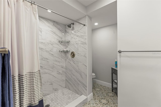 19029 US Highway 19 N Unit 7-9, Clearwater, FL 33764 - bathroom featuring recessed lighting, toilet, a shower stall, vanity, and baseboards