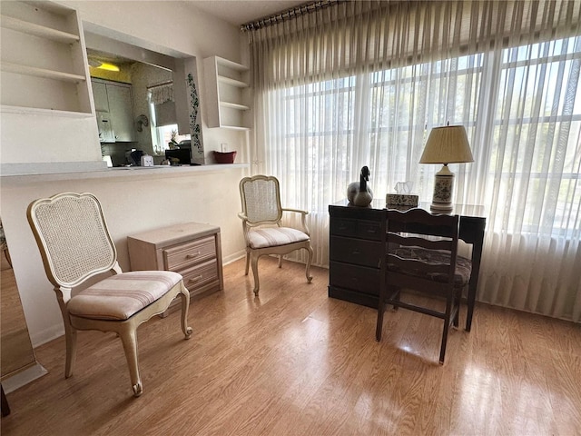 living area with wood finished floors