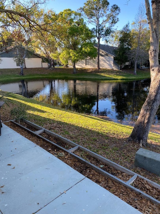 exterior space featuring a water view