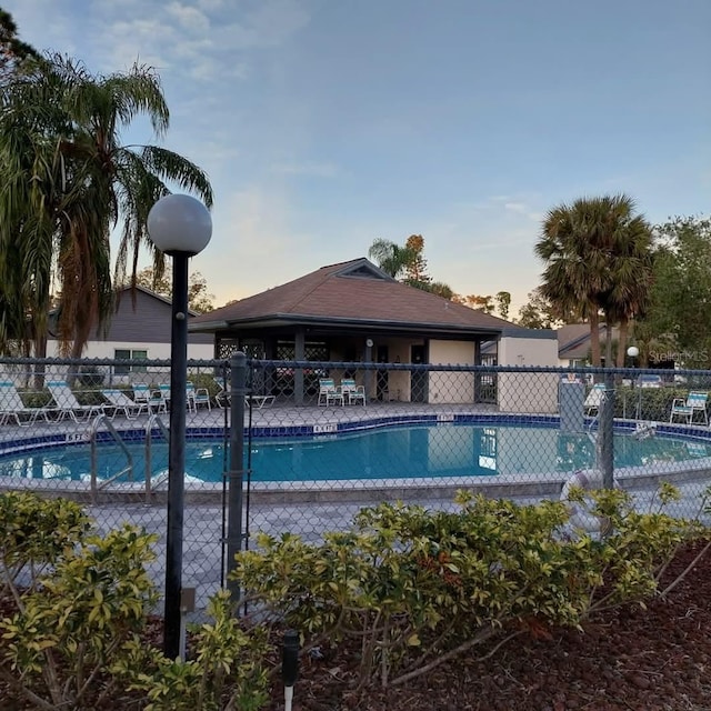 community pool with fence