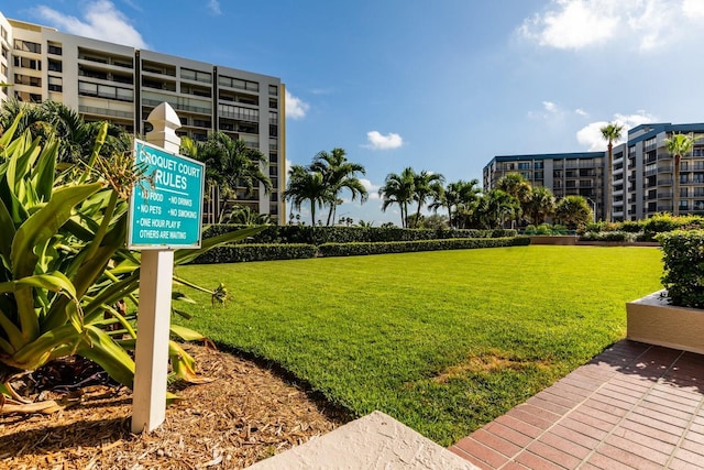 view of community featuring a lawn