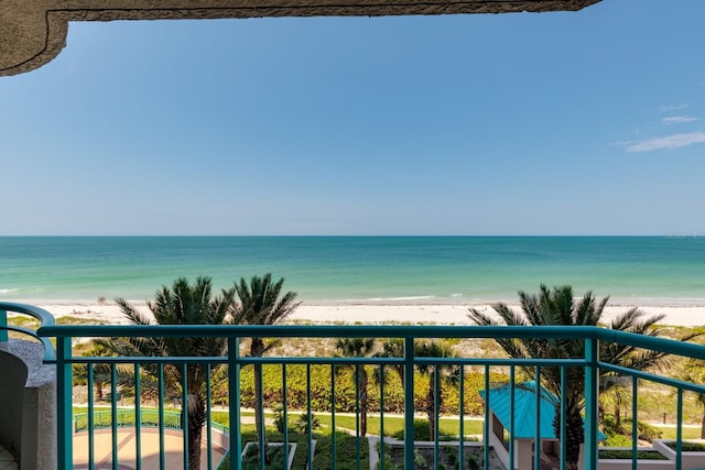 view of water feature featuring a beach view