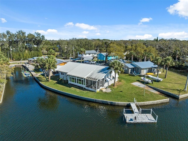 bird's eye view featuring a water view