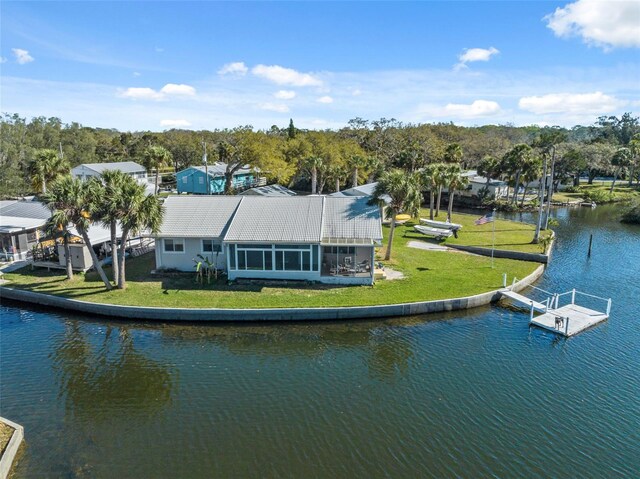 bird's eye view featuring a water view