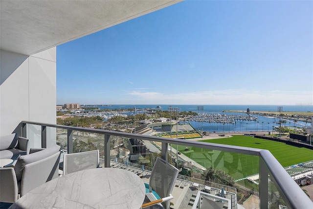 balcony with a water view