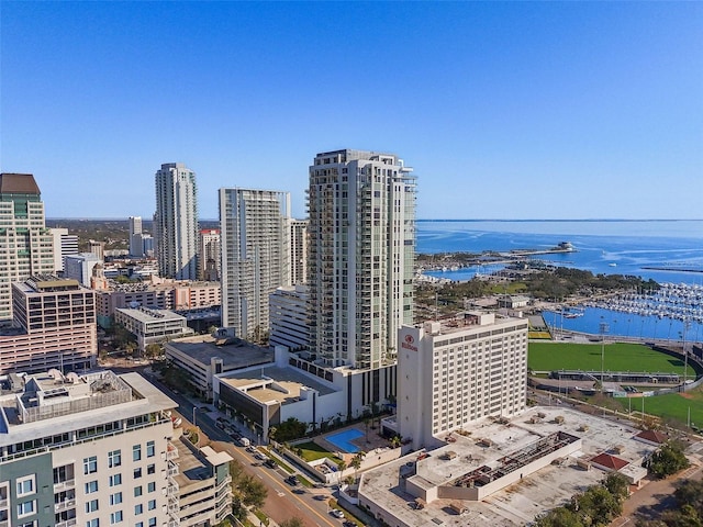 view of city featuring a water view