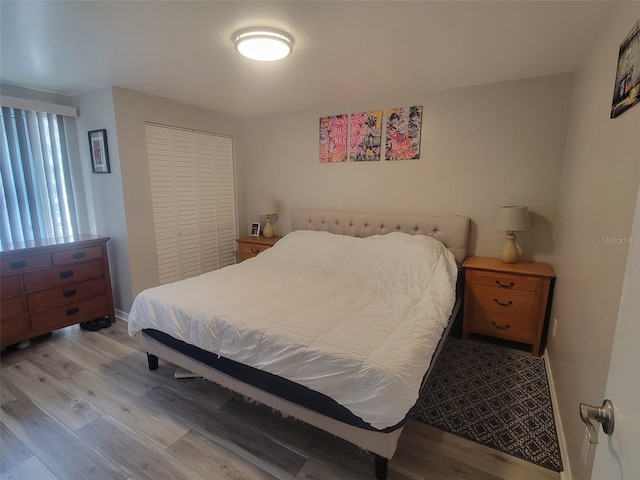 bedroom featuring a closet and wood finished floors