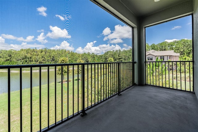 balcony with a forest view