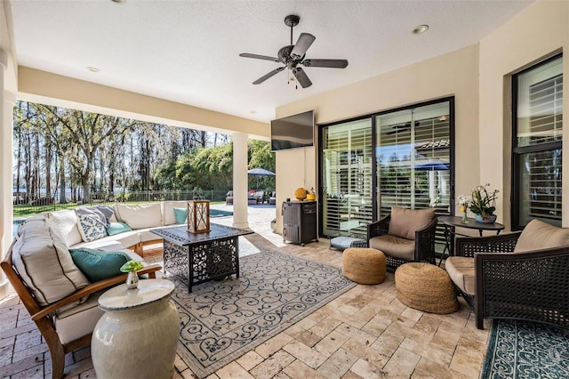 5914 Fitzgerald Rd, Odessa, FL 33556 - view of patio / terrace featuring an outdoor hangout area and ceiling fan
