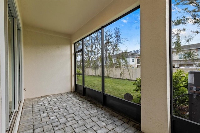 view of unfurnished sunroom