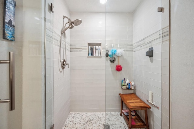 bathroom with a stall shower