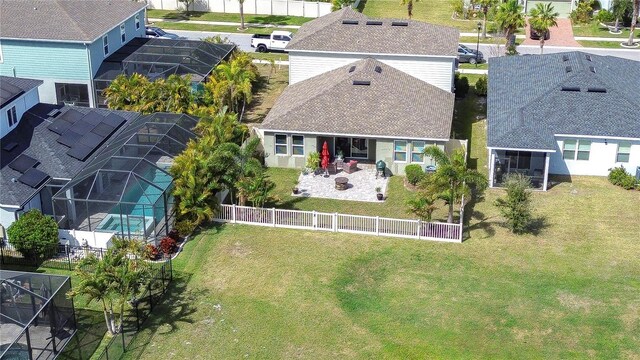 drone / aerial view with a residential view