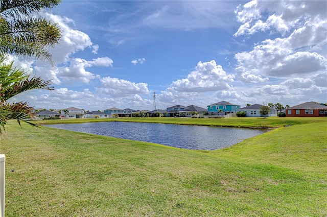 view of water feature with a residential view