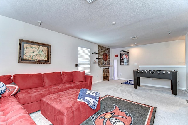 11605 Cleyera Ct, Riverview, FL 33579 - living area with carpet, a textured ceiling, and baseboards