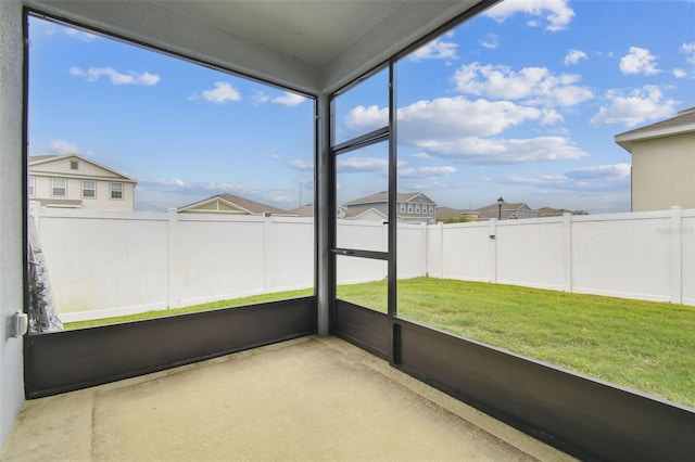 view of unfurnished sunroom