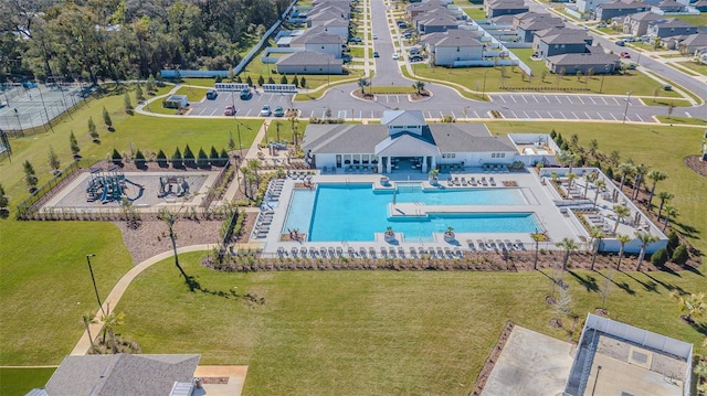 aerial view with a residential view